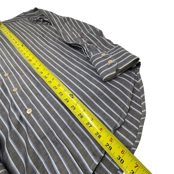 Robert Graham Men's M Gray Blue Striped Classic Fit Button Shirt Signature Cuffs - Picture 2 of 7